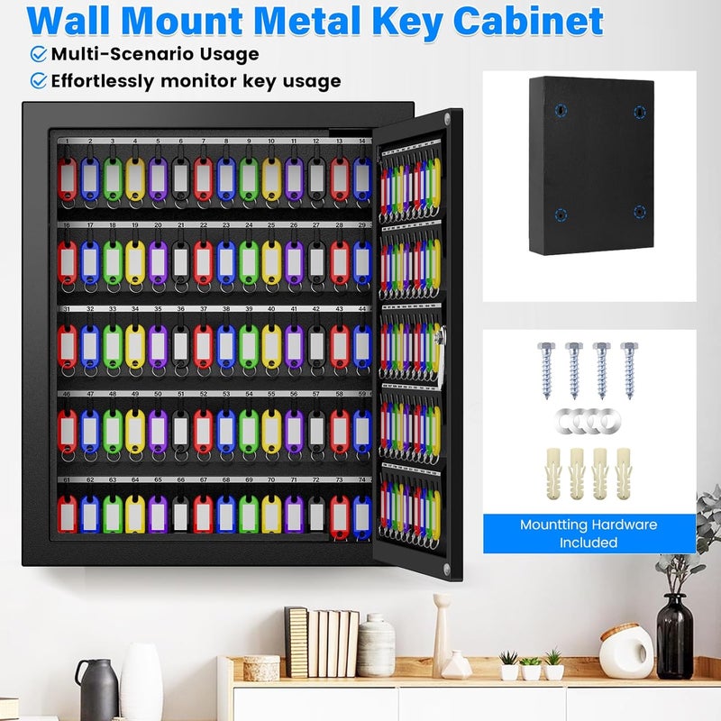 Oepmoc 125 Keys Key Lock Box Wall Mount, Anti-Theft Key Organizer with Colored Key Tags and Key Drop Slot, Conveniently Key Cabinet for Car Garage House Rental Office Business - Image 5